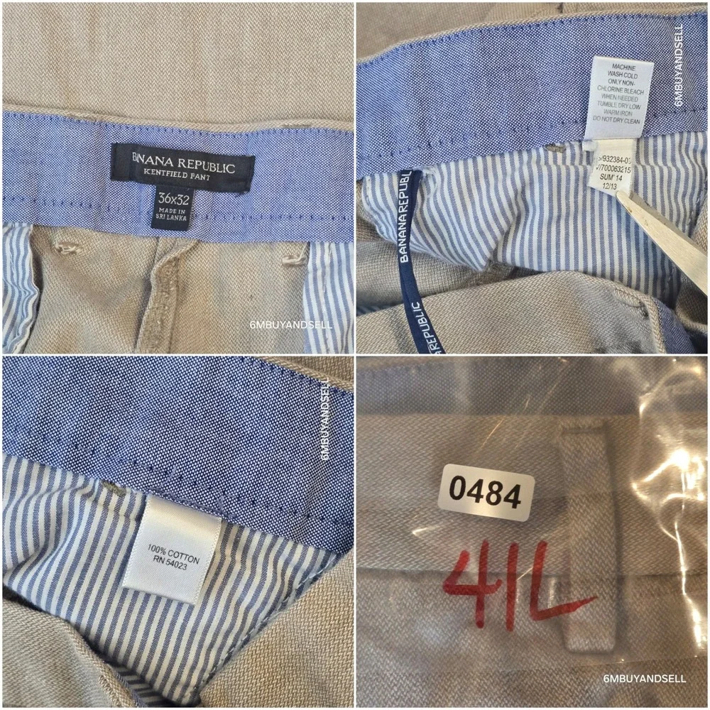 Banana Republic Kentfield Pant Mens 36x32 Tan Khaki Cotton Straight Chino 932384